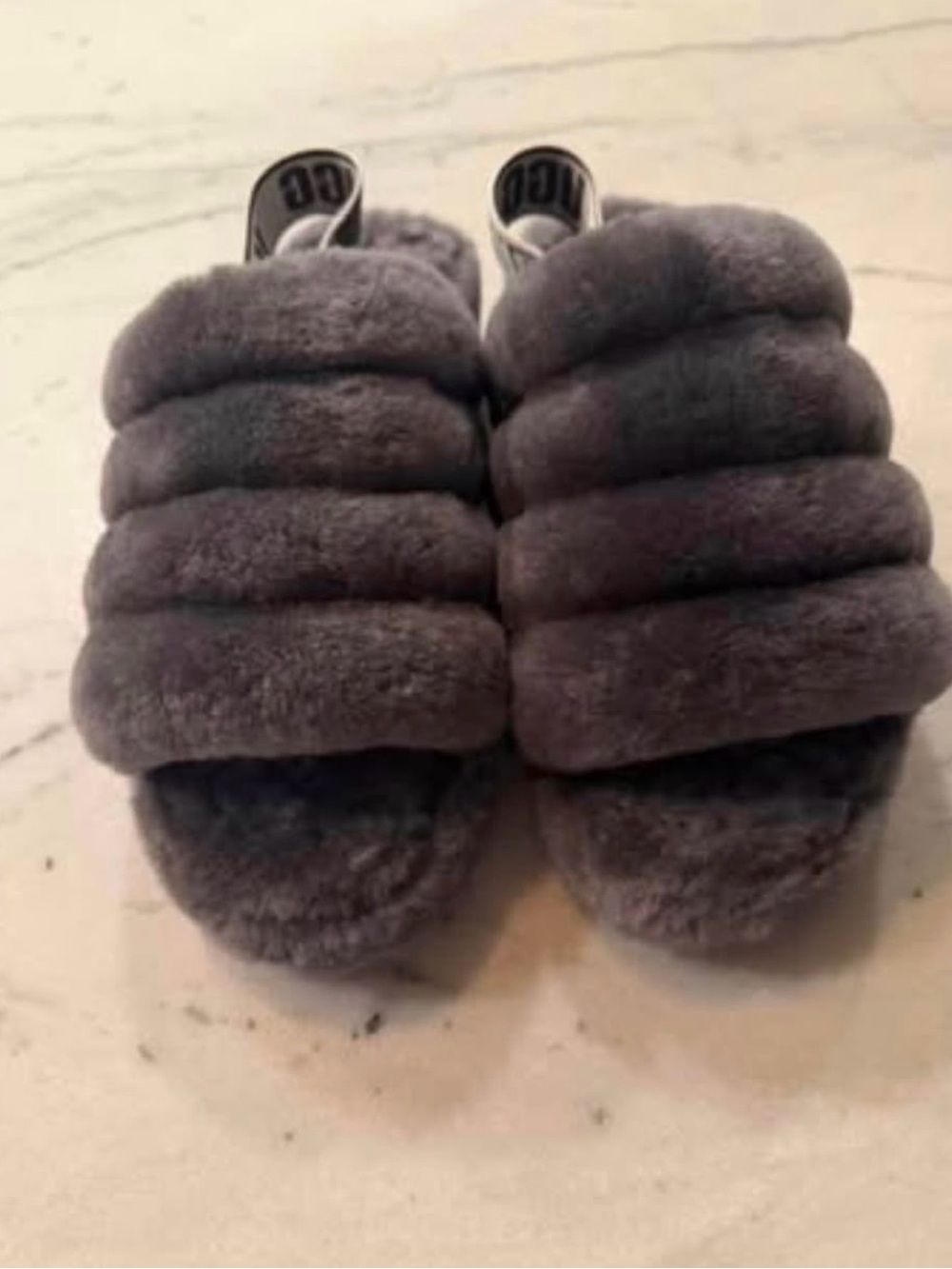 UGG Fluff Yeah Slipper/ Slide # 1095119- 100% Original - Woman Sizes 8 Charcoal